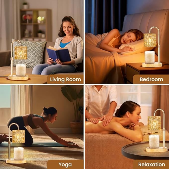 Candle Warmer Lamp with Timer, Birthday Gifts for Women Mom, Height Adjustable Candle Lamp Warmer for Jar Candles, Dimmable Wax Melt Warmer with 2 Bulbs, House Warming Gifts New Home Decor