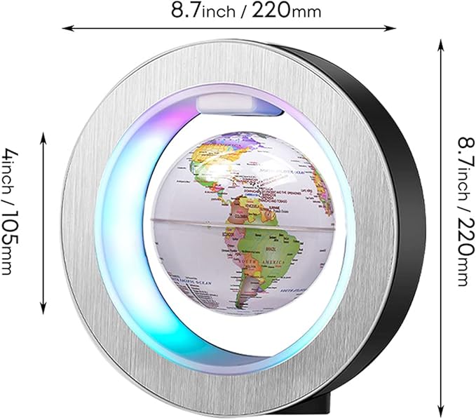 Levitation Floating Globe 4inch Rotating Magnetic Mysteriously Suspended In Air World Map Home Decoration Crafts Fashion Holiday Gifts (White)