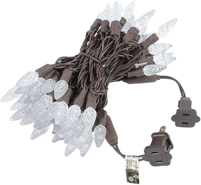 Novelty Lights 24FT 70 LED C6 LED Christmas String Lights, Outdoor Crystal Clear White Commercial Grade LED Lights, Tree Decorations