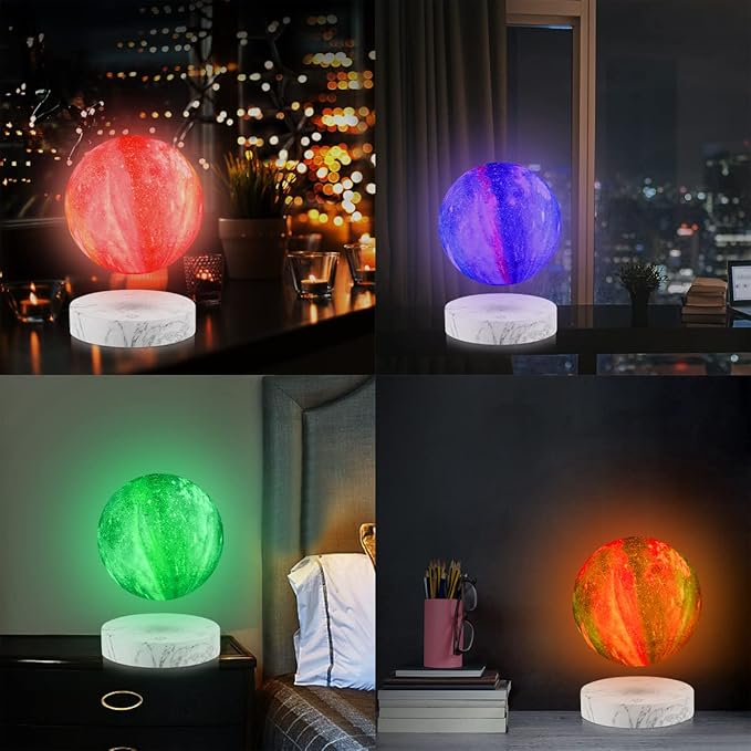 UVEHAS Floating Moon Lamp - Levitating Galaxy Moon Light Remote Control 16 Colors LED Magnetic Levitation Spinning 3D Printing Lunar Night Lights Desk Decorative Lamp for Room Decor Creative Gifts