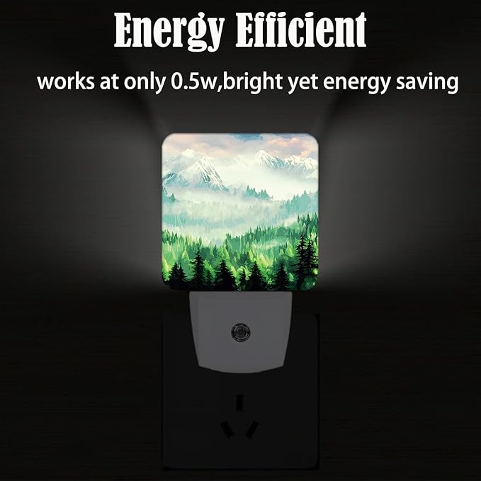 Mountain Forest Landscape Painting Night Light,Plug Into Wall Decor for Stairway,Hallway,Kitchen,Dusk to Dawn Sensor Nightlights for Boys/Girls/Women/Men Room Gifts