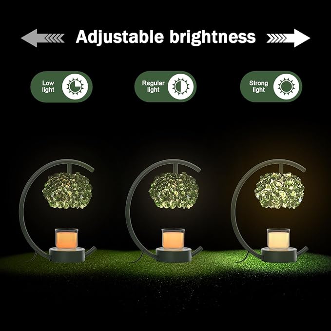 Candle Warmer Lamp for Jar Candles with Adjustable Brightness＆Timer，Handcrafted Green Crystal Candle Lamp Luxurious Design+2Bulbs,Home Decoration Electric Candle lamp(Balck C-Shaped)