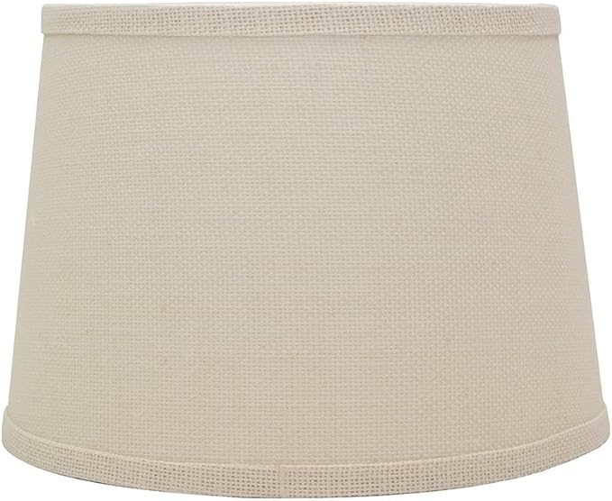 Urbanest French Drum Lampshade, Burlap, 10-inch by 12-inch by 8 1/2-inch, Off White, Spider Washer Fitter