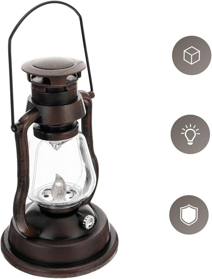 PRETYZOOM Retro Handheld Kerosene Lamp Portable Decorative Light for Home Bar Rechargeable Vintage Lantern Warm Glow for Festivals and Cozy Atmospheres