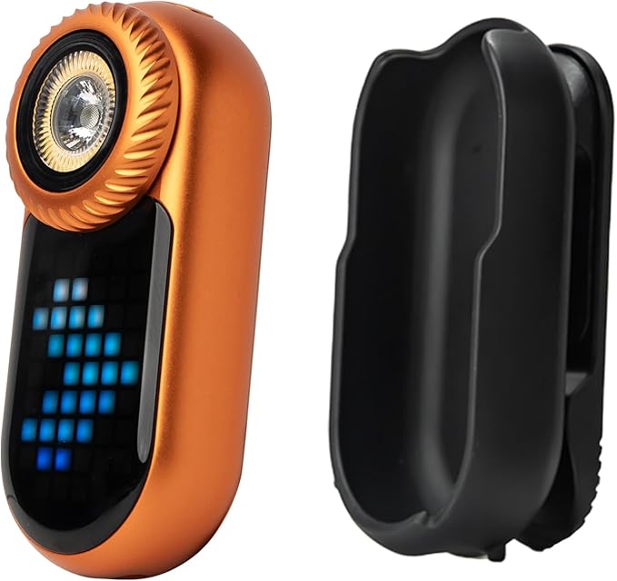 LOOPDOT EDC Flashlight (with DotClip) – Rechargeable Small and Powerful LED Flashlight with RGB Pixel Display, Interactive Games, Adjustable Brightness – Cool Gadget Gift for Kids & Adults (Orange)