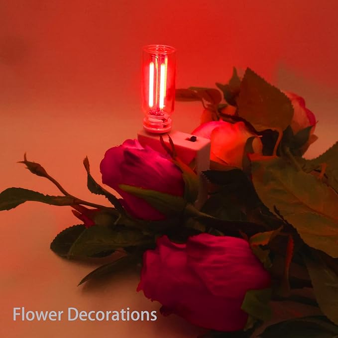 Touch Adjustment Retro Car Lamps, Battery & USB Charging Interior Atmosphere Bulb, Touch Dimmable Indoor Decorative Mini Neon Night Lights for Bedroom, Camping, Holiday, No Pole dimming (Red, 2Pack)