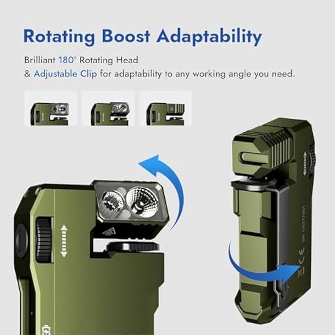 G5 Flashlight, G5 Rechargeable EDC Flashlight - 400 Lumens, Dual Light Sources RGB Flashlights, 180° Rotation Magnetic Keychain Flashlights for Outdoor, Emergency & Daily Carry (2PCS Black)