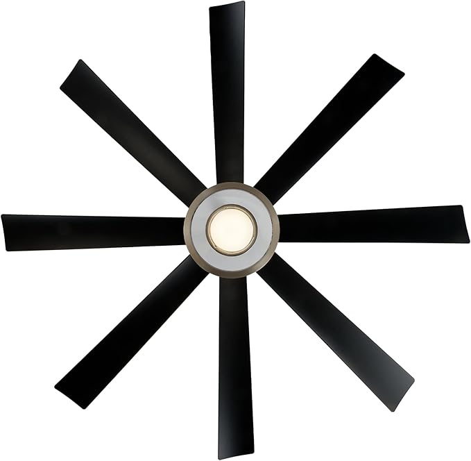Modern Forms Aura Indoor and Outdoor 8-Blade 60in Smart Ceiling Fan in Matte Black Brushed Nickel Ring with 2700K-3000K-4000K-5000K Selectable LED Light Kit and Remote Control works App