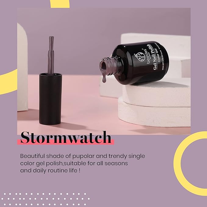 Beetles Purple Grey Gel Polish - 1 Pcs 15ml Grayish Purple Gel Polish Stormwatch Color Soak Off Uv Nail Lamp Nails Art Manicure Salon DIY Design Decoration at Home