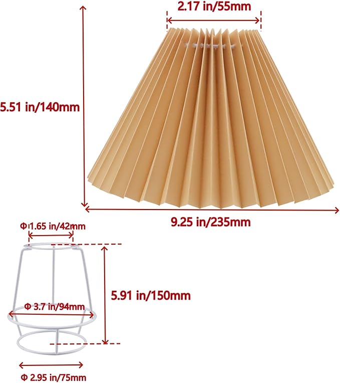 KUMGROT E28 Small Pleated Lamp Shade Scalloped Lamps Shade Lamp Replacement Cute Lamps Bedroom Living Room Home Office Decoration Dark Khaki