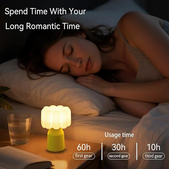 Vivilumens Kids Night Light for Bedroom Dimmable Touch Control 30 Min Auto Off Novelty Flower Brightness Levels Rechargeable Night Lamp Nursery Eye Caring Bedside Lamp Christmas Gifts for Birthday