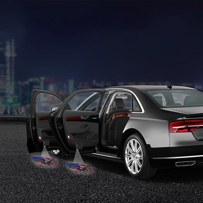 2Pcs Universal Car Door Lights Logo Projector, Auto Door Projection Wireless LED Welcome Courtesy Light, Welcome Ghost Shadow Lamp Vehicle Accessories Fit for Most Cars (Style C)