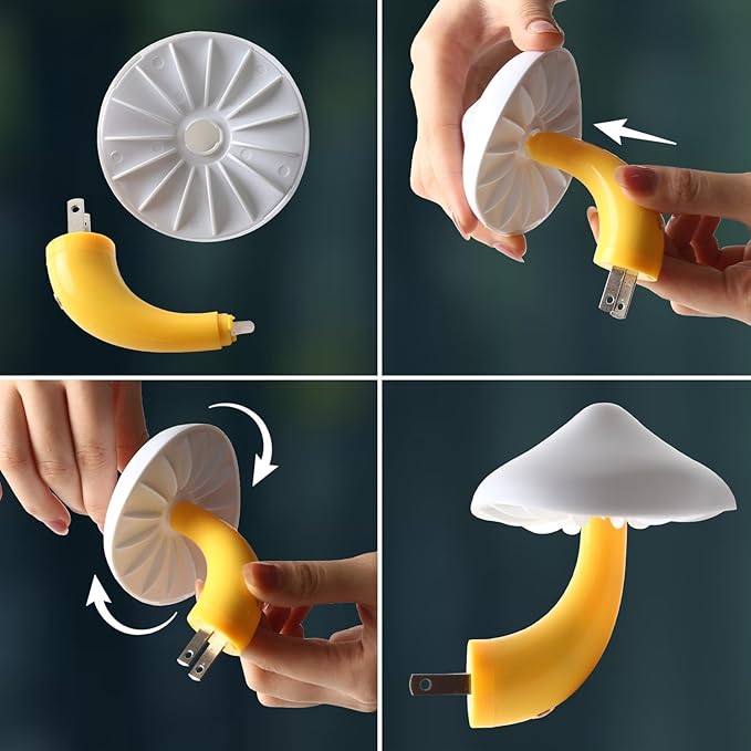 SATONA Mushroom Night Light, Night Light Plug in Wall Lamps for Bedroom with Auto Light Sensor, for Kids Room, Bathroom, Bedroom, Kitchen, Hallway and Stairs