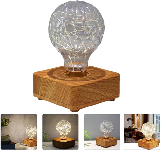 LED Wooden Atmosphere Desk Lamp USB Rechargeable Warm Light Decorative Indoor Table Lamp for Bedroom Office Portable Elegant Night Light with Soft Glow for Cozy Ambiance