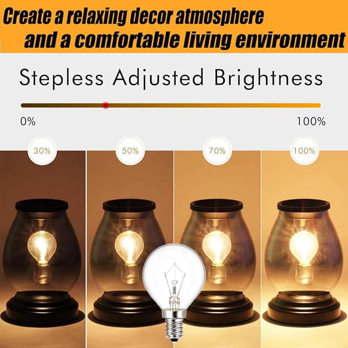 Wax Warmer Light Bulbs,Original 25 Watt Bulbs for Full Size Scentsy Warmers,6 Packs E12 Base Type G Bulb,Scentsy Light Bulbs,Warm White,Long Life-Span and Melt Wax Fast, 120 Volt