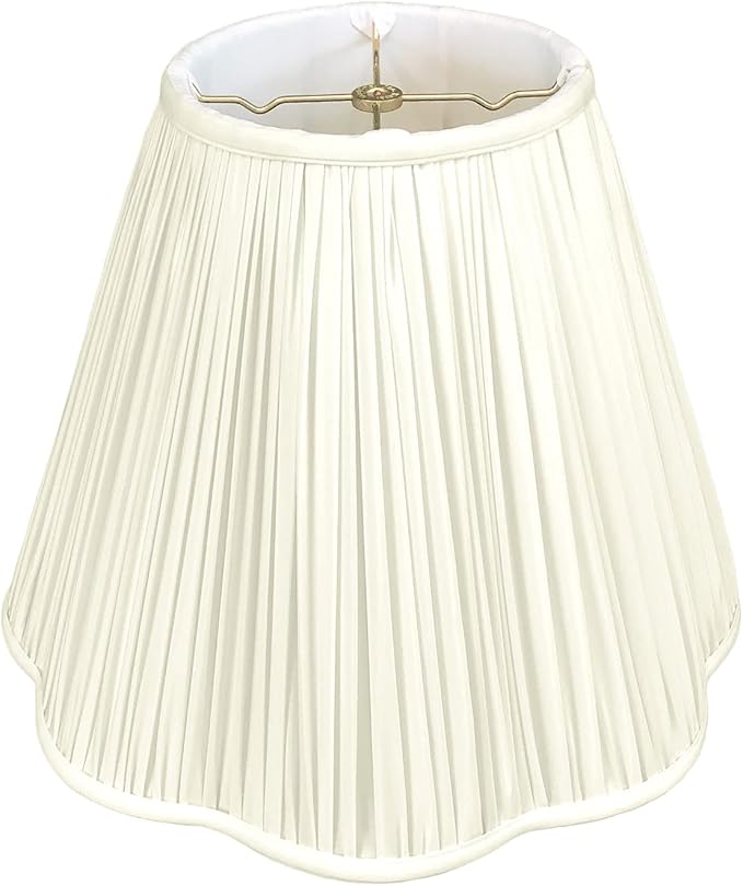 Royal Designs, Inc. BS-754-14EG Bottom Scallop Gather Pleat Basic Lamp Shade, 7 x 14 x 11.5, Eggshell