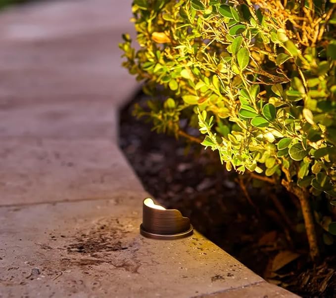VOLT 12V 1W 2700K Warm White IP67 Watertight 116 Lumen Solid Brass BuddyPro LED Puck Light (Shielded) for Deck, Step or Hardscape Outdoor Lighting