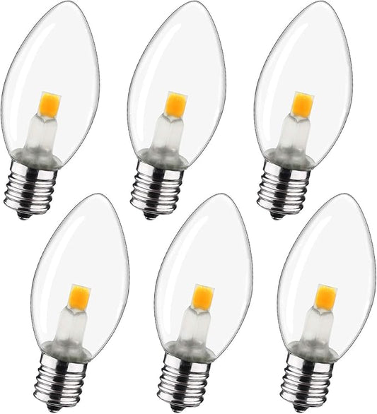 Night Light Bulb – C7 E12 LED Bulbs – Candelabra, 0.6 Watt Equivalent 7W Incandescent Bulb, Warm White 2700K, Window Candles & Chandeliers Replacement Bulb, 6 Pack