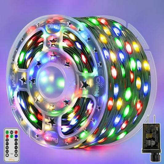 Ollny Christmas Lights Outdoor, 393FT 1200 LED IP67 Waterproof Christmas Tree Lights with 8 Modes Remote Timer, String Lights for House Yard Outside Indoor Xmas Decorations Multicolor