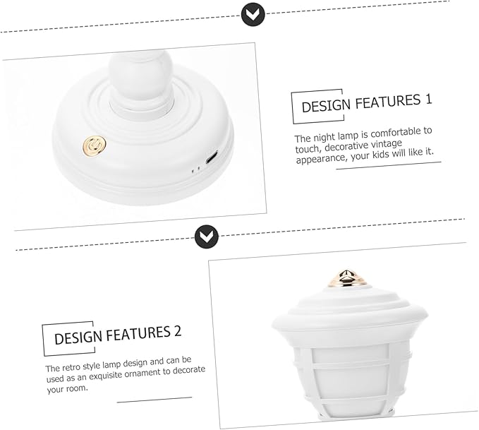 Vintage Style Mini Table Lamp USB Rechargeable Retro Nightstand Lamp Level Dimming for Bedroom Decor and Soft Warm Light