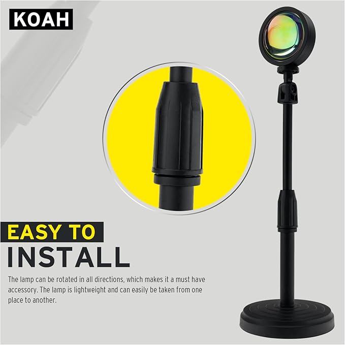 Koah Sunset and Skyscape LED Projection Lamp, App & Remote-Controlled, Sturdy & Durable - for Content Creation, Social Media, Events, and Photography with One Year Warranty.