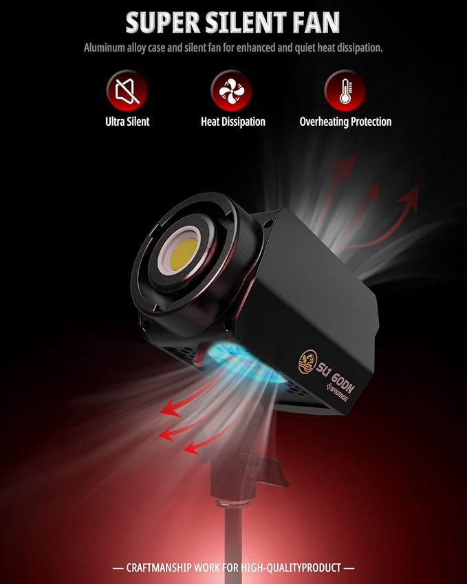 IFOOTAGE COB Video Light SL1 60DN,70W Continuous Output Lighting, 5600K Daylight Bowens Mount Lights,CRI 98,TLCI 99,12200 Lux,Blueteeth APP Control, Support AC Adapter,Type-C Charge Cable