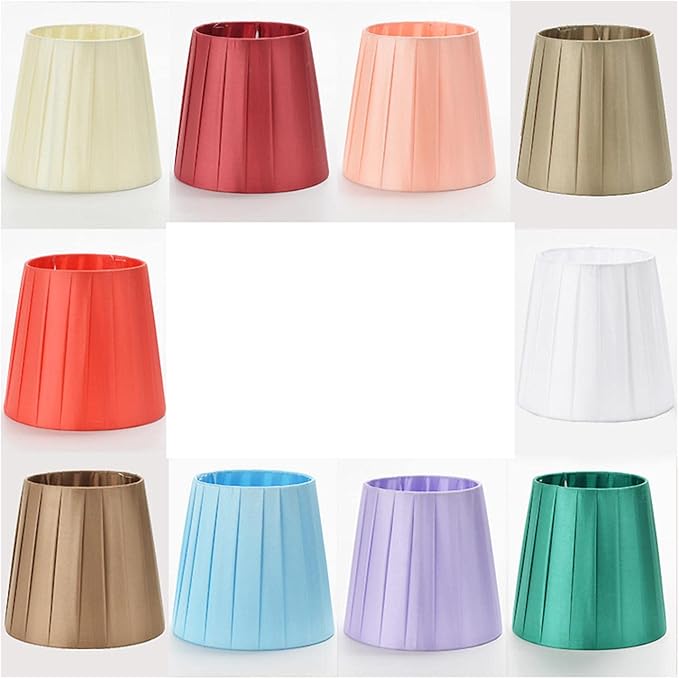 Table Lamp Shade Fabric Lampshade Light Cover Pleated Lamp Shade for Home Office Kitchen, Beige, Clip on