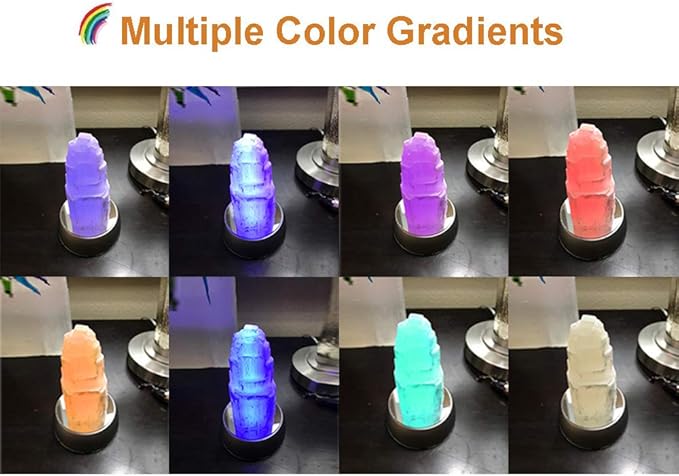 JIC Gem Clearance Natural Selenite Lamp Mini White Gemstone Crystal Lamp 4 inches Color Changing Light + Use Batteries