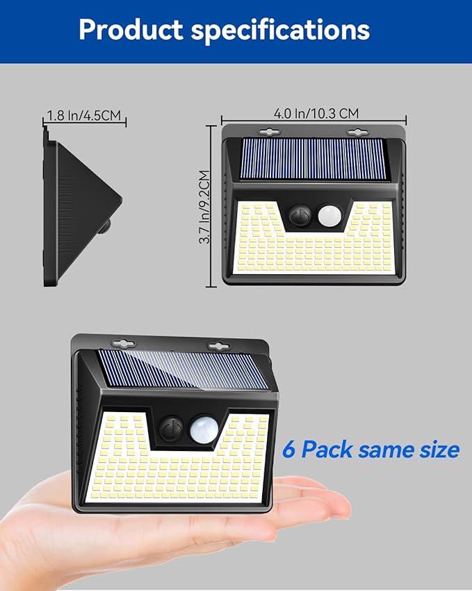 Peasur Solar Powered Lights Outdoor, 140 LED 24Pack Motion Sensor Light Outside, IP65 Waterproof Fence Security Lighting with 3 Modes for Yard Wall Garden Cool White