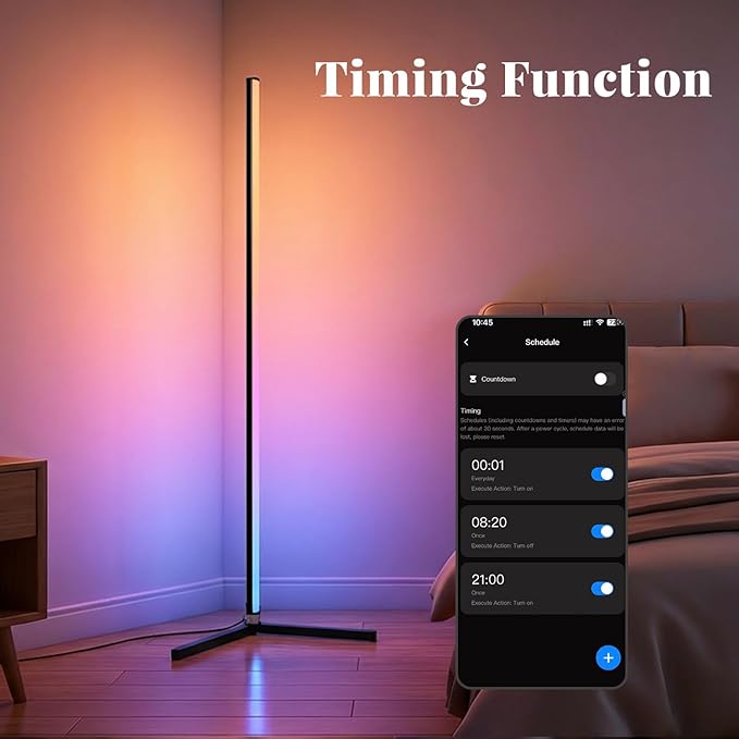 RGB Floor Lamp LED Corner Floor lamp smart Floor lamp with Music Sync Lighting, App & Remote Control, 16 Million Colors Living Room & Gaming Room (2 Pack with Alexa Voice Control)