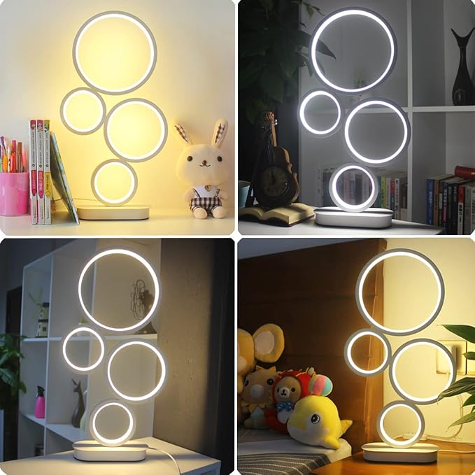 LED Table Lamp, Modern Bedside Lamps for Nightstand, 18W Dimmable LED Desk Lamp, 3 Color Nightstand Lamp Desk Light Reading Lamp for Living Room, Bedroom, Office, Study and Work - White