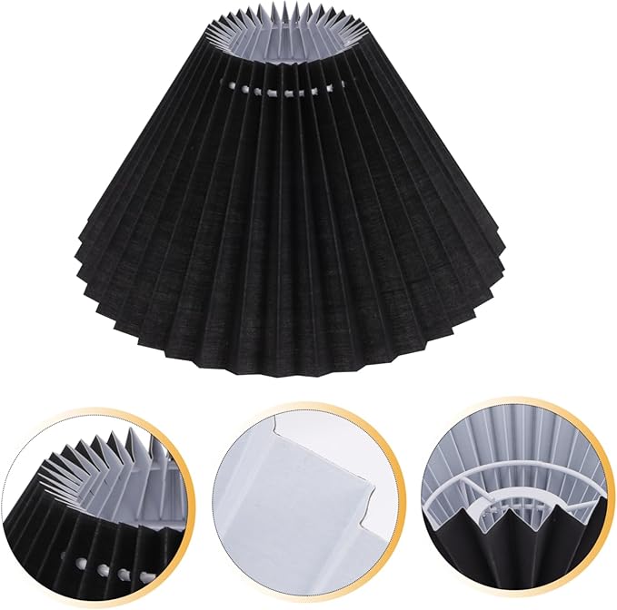 DIY Pleated Fabric Lamp Shade for Table and Floor Lamps Vintage Design Black Color Suitable for Hotels and Home Decor Easy to Install
