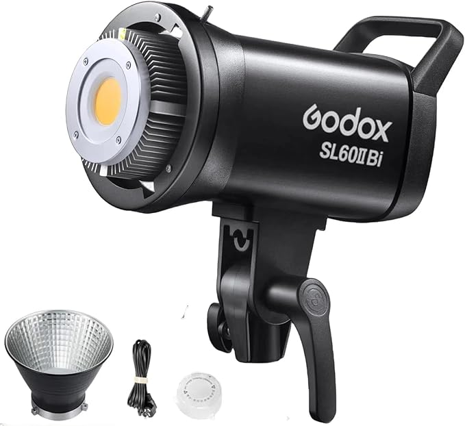 Godox SL60IIBi Bi-Color LED Video Light, 75W 2800K-6500K 25100Lux@1M CRI 96+ TLCI97+ Bowens Mount Photography Continuous Light, 11 FX Effects Studio LED Light with APP Control