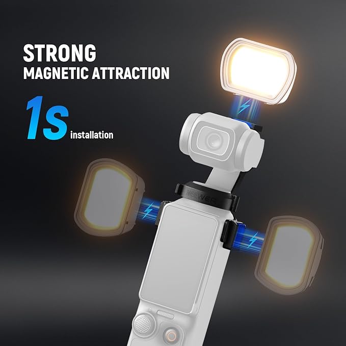 NEEWER Basics Magnetic Auxiliary Light & RGB Light Compatible with DJI OSMO Pocket 3 Creator Combo, 1.3W USB C 3 Color Mini LED Camera Fill Lighting Attachment for Selfie Vlog Video Recording