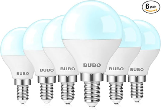 BUBO Ceiling Fan Light Bulbs 60 Watt Equivalent, 5.5W E12 LED Bulb Daylight 5000K, Candelabra Small Base for Ceiling Fan 120V, Non-Dimmable, 6 Pack