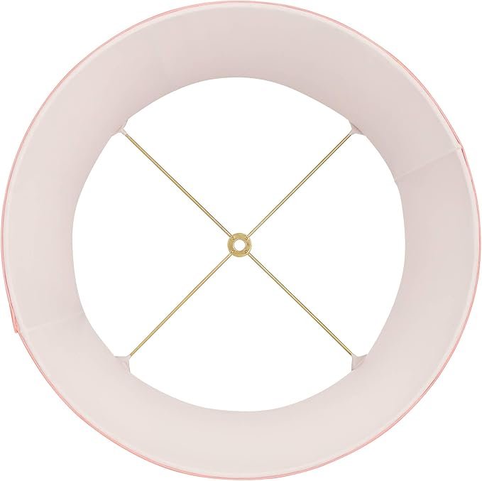 14" Top x 17" Bottom x 11" High x 11" Slant Lamp Shade Replacement Large Peach Pink Empire Round Modern Fabric Pleated Spider Harp Finial - Springcrest