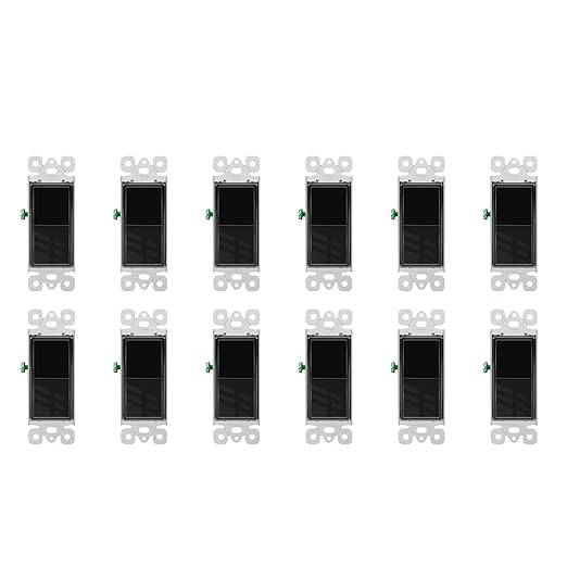 Greencycle Black Single Pole Rocker Light Switch,12PCS Paddle Light Switch 15 Amp,Sp Switches White,120V-277V AC,On/Off Wall Switches, Residential/Commercial Grade,Home & Office,UL/CUL