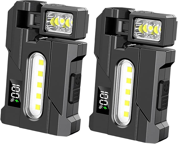 2pcs Work Light with Type C Quick Charging Ip68 Rotating Head for Auto Repair and Cave Exploration Double Head Flashlight