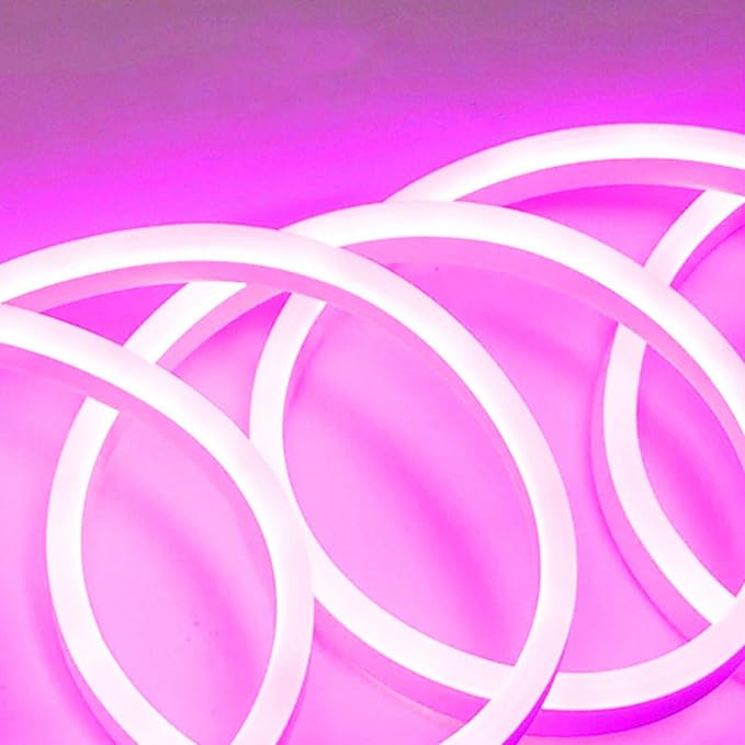 LED Neon Strip Lights, 66ft AC 110V-130V Super Bright Rope Light Sign String 40000LM Waterproof IP68 for Outdoor Indoor Commercial Lighting Decor(Pink)