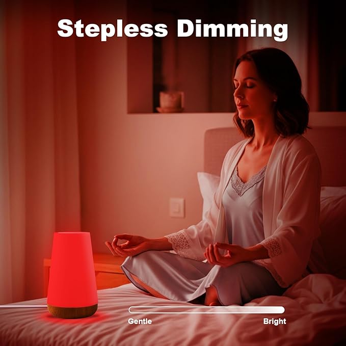 Red Night Light for Sleep, 670nm Night Lamp with White Light 3000K-6500K & Timer, Portable Red Reading Light for Bedroom, Touch/Remote Control, 360° Illumination, Stepless Dimmable, Hangable