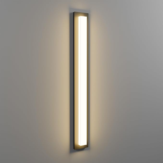 LamQee 39.4 in Aluminum Long Outdoor Wall Lights, 2900K 2500LM LED Waterproof IP65, Linear Modern Exterior Lighting Fixtures Wall Mount Outside Sconce Acrylic Shade for House Porch Patio Garage Door