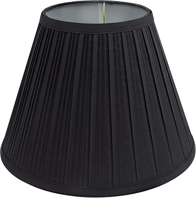 Aspen Creative 59152A Pleated Empire Uno Lamp Shade in Black, 4.5" Top x 8" Bottom x 6.5" Slant Height, Slip UNO 33mm
