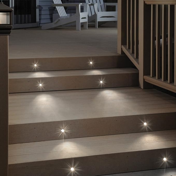 Deck Lights Outdoor Waterproof Low Voltage Lighting Kit Stainless Steel 1W Outdoor Yard Garden Decoration Lamps Landscape Pathway Patio Step Stairs Black Border(30pcs,Cool White)