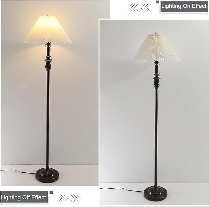 Pleated Lamp Shade for Arc/Arched Table Lamp/Floor Lamps Replacement Shade 5.9"Top X 16.5"Bottom X 11"High-Cream