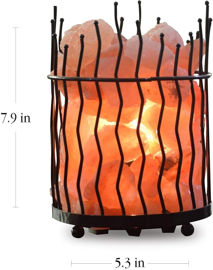 Himalayan Glow Pillar Style Basket Lamps, Pure Himalayan Salt Basket Night Lamp with Salt Chunks, Light Bulb and Dimmable Switch (2-Pack)