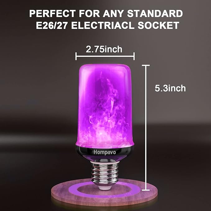 Hompavo Upgraded LED Flame Light Bulbs Halloween Decorations, 4 Modes Flickering Light Bulbs with Upside Down Effect, E26/E27 Flame Bulb for Christmas Party Home Indoor & Outdoor (4 Pack)
