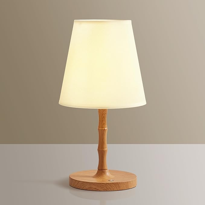 Table Lamp Bedside Desk Lamp,Cordless Rechargeable Battery Operated Lamps for Bedroom Night Stands,3 Colors Touch Dimmable Small Table Kitchen Lamps for Living Room,4000mAh LED (Fabric Shade)