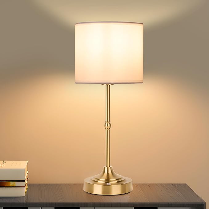 Portable Cordless Table Lamp,Built-in 5200mAH Rechargeable Battery, Dimmable Touch Wireless Light, Bed Side Metal Desk Lamp，Restaurant/Bedroom/Bar/Coffee/Night Light (Antique Brass)