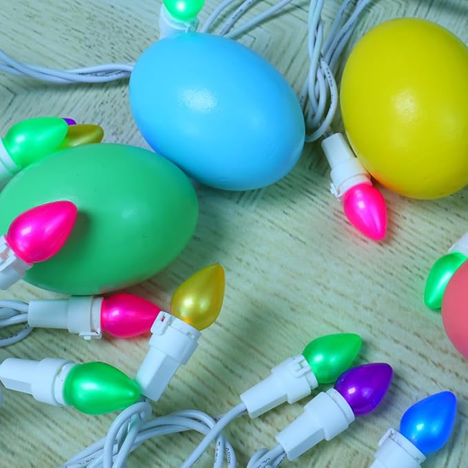 Easter String Lights, Multi Color Pastel Christmas Lights with White Wire, 2 PACK 13.5 FT 50 LED Waterproof Plug-in String Lights for Indoor Outdoor Bedroom Patio Wreath Carnival Easter Decorations