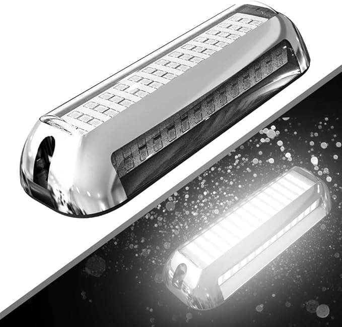 HUSUKU SOOP3 Plus (2.0) 84LED 3000LM 180° Marine Led Underwater Boat Light, 10-36V Boat Under Water Lights, Upgraded IP68 Waterproof 316 Stainless Transom Mount Cockpit Yacht Interior Light, 1PCS